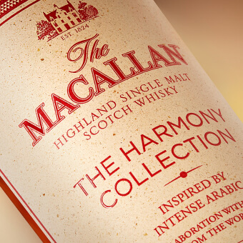 תקריב בקבוק Macallan harmony collection